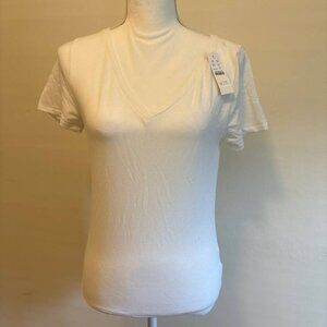 JCrew White v-neck t-shirt linen blend (S)